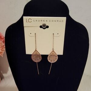 LC Lauren Conrad Rose Gold Filigree Earrings